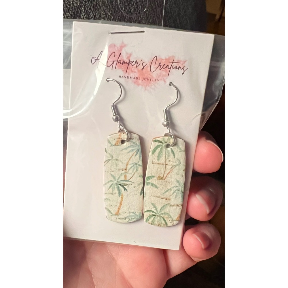 A Glamper's Creations Palm Tree Mini Bar Earrings Womens OS Multi New Tropical‎